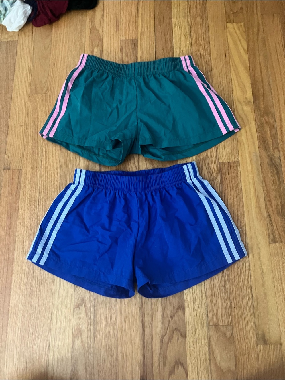 Women’s Athletic Shorts in Teal with Pink Trim & Royal Blue with light blue Trim